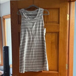 Marc New York Gray and White Striped Sleeveless Dress